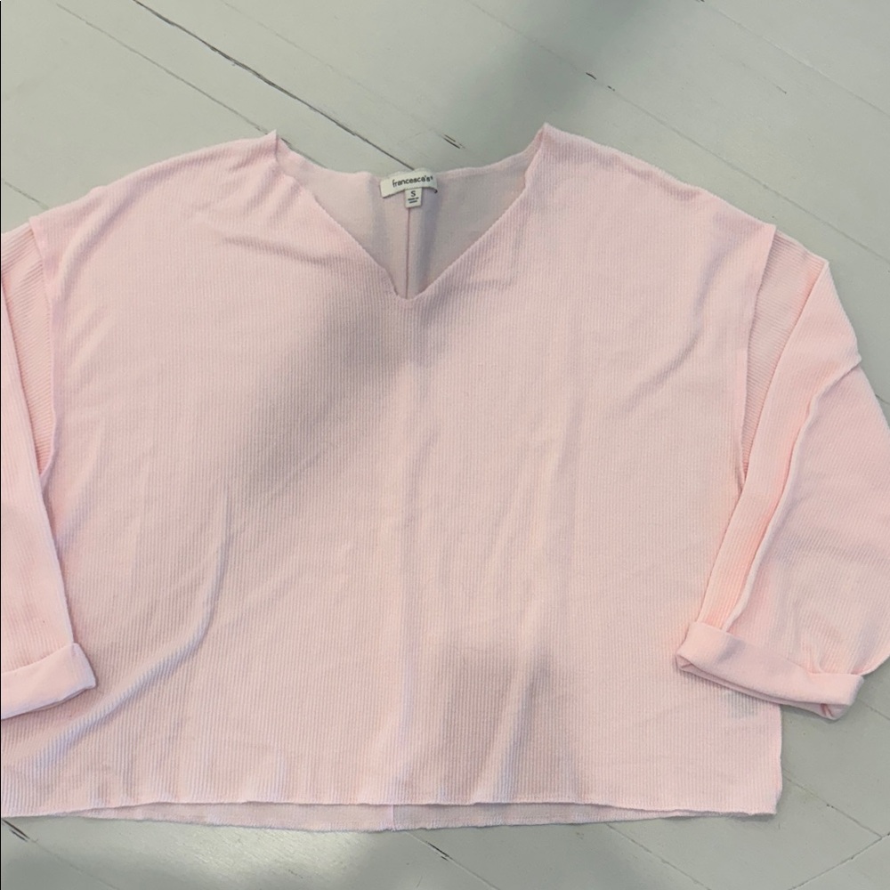 Francesca's Collections Light Pink V-Neck Sweater